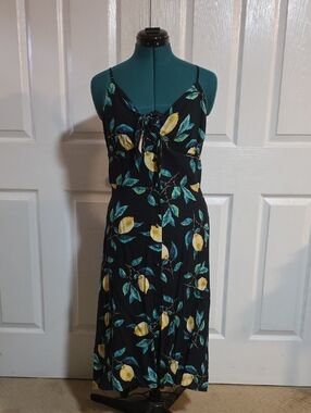 Jessica Simpson Black Lemon-Print Midi Dress